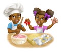 Black Girl and Boy Cartoon Child Chef Cook Kids Royalty Free Stock Photo