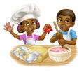 Black Girl and Boy Cartoon Child Chef Cook Kids Royalty Free Stock Photo