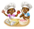 Black Girl and Boy Cartoon Child Chef Cook Kids Royalty Free Stock Photo