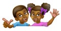 Black Girl and Boy Cartoon Children Kids Sign Royalty Free Stock Photo