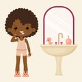 Black girl brushing teeth