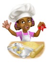 Black Girl Cartoon Child Chef Cook Baker Kid Royalty Free Stock Photo