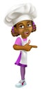 Black Girl Cartoon Child Chef Kid Sign Pointing Royalty Free Stock Photo