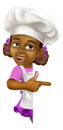 Black Girl Cartoon Child Chef Kid Sign Pointing Royalty Free Stock Photo