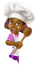 Black Girl Cartoon Child Chef Kid Sign Royalty Free Stock Photo