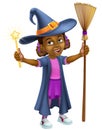 Black Girl Cartoon Child Halloween Witch Costume