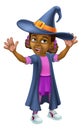 Black Girl Cartoon Child Halloween Witch Costume Royalty Free Stock Photo