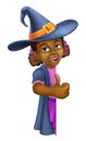 Black Girl Cartoon Child Halloween Witch Sign