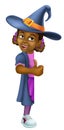 Black Girl Cartoon Child Halloween Witch Sign