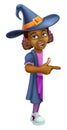 Black Girl Cartoon Child Halloween Witch Sign