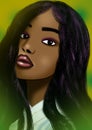 Black girl cartoon clipart digital art illustration Royalty Free Stock Photo