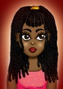 Black girl cartoon clipart digital illustration Royalty Free Stock Photo