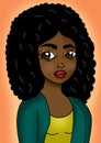 Black girl cartoon clipart digital illustration Royalty Free Stock Photo