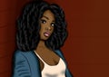 Black girl cartoon clipart digital illustration Royalty Free Stock Photo