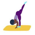 An athletic African-American woman does yoga