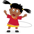 Black Girl with Hula Hoop Isolated on White