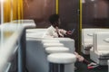 Black girl in a restaurant car Royalty Free Stock Photo