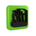 Black Glacier melting icon isolated on transparent background. Green square button.