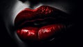 Black glamour, shining lips, young love, mysterious passion, elegance generated by AI