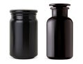 Black glass apothecary bottle. Bath salt jar