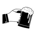 black glass of beer in the hand icon design Royalty Free Stock Photo