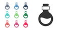 Black Glass bottle with magic elixir icon isolated on white background. Computer game asset. Set icons colorful. Vector Royalty Free Stock Photo