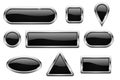 Black glass buttons with chrome frame Royalty Free Stock Photo