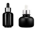 Black glass cosmetic oil dropper bottle. Serum bottle Royalty Free Stock Photo