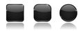 Black glass 3d buttons. Round and square icons