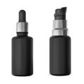 Black glass dropper bottle. Airless pump serum bottle