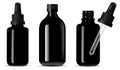 Black glass dropper bottle mockup. Isolated medical bottle Royalty Free Stock Photo