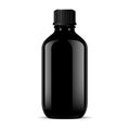 Black glass medical bottle isolated on white Royalty Free Stock Photo