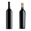 Black glass red wine bottle vector mockup isolated Royalty Free Stock Photo