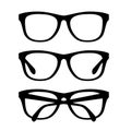 Black glasses set. Vector retro eyeglasses frames set. Royalty Free Stock Photo