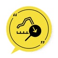 Black Global economic crisis icon isolated on white background. World finance crisis. Yellow speech bubble symbol