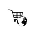 Black Global market concept, Shopping icon