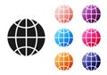 Black Global technology or social network icon isolated on white background. Set icons colorful. Vector Illustration Royalty Free Stock Photo