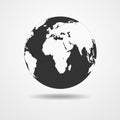 Black Globe Earth Icon - vector illustration. Royalty Free Stock Photo
