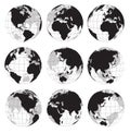 Black globe earth vector icon set Royalty Free Stock Photo