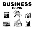 Black glossy business icon set