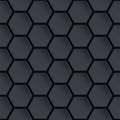 Black glossy ceramic hexagon tiles seamless pattern. Modern home interior, bathroom and kitchen 3D wall texture. Vector Royalty Free Stock Photo