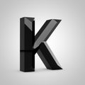 Black glossy chiseled letter K uppercase