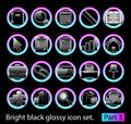 Black glossy icon set 3 Royalty Free Stock Photo