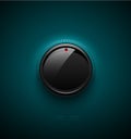 Black glossy interface button for volume control with reflect and shadow. Vector illustration. Sound icon, music knob with scale Royalty Free Stock Photo