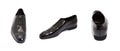 Black glossy leather men shoe