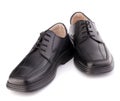 Black glossy manÃ¢â¬â¢s shoes with shoelaces