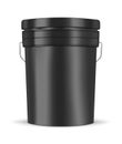 Black glossy metal or plastic bucket with handle , realistic vector mockup illustration. Pail container, template Royalty Free Stock Photo