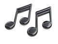 Black Glossy Music Notes - 3D Render Royalty Free Stock Photo