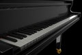 Black Glossy Piano in the Dark Scene