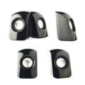 Black glossy plastic sound speakers isolated Royalty Free Stock Photo